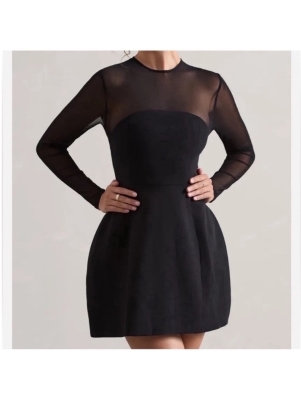 Club L London Black Mesh Long-sleeve mini dress , size 8- excellent condition - Picture 3 of 3